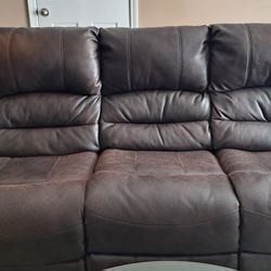 **BROWN FAUX LEATHER COUCH**