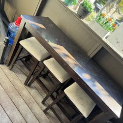 USB AND Power Side Table. Three Stools