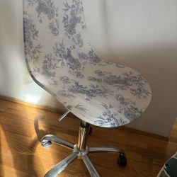 Clear adjustable Floral Office Chair Blue Pattern Swivel