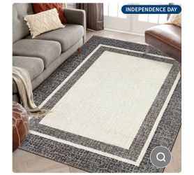 Garvee Bordered Brown 10x13 Modern Area Rug - Non-Slip, Stain-Resistant, Low-Pile, Soft Accent