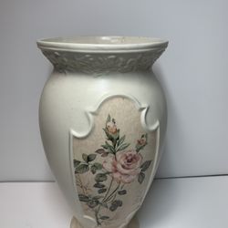Vintage FTD Embossed Floral Ceramic Flower Vase