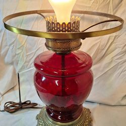 Vintage Ruby/Cranberry Optic Big Beautiful Lamp Just Add Shade To Match Your Decor