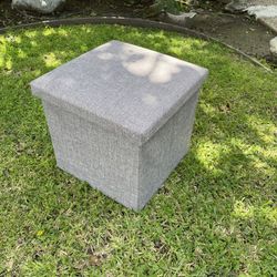 15” Folding Storage Ottoman, cube Square Foot Stools and Ottomans Seat with Storage, Padded with 15x15x15 Inch, Grey
