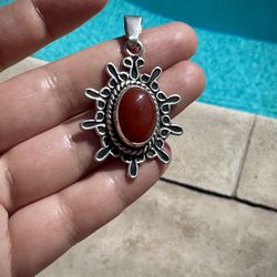 Vintage Mexican Sterling Silver Carnelian Pendant