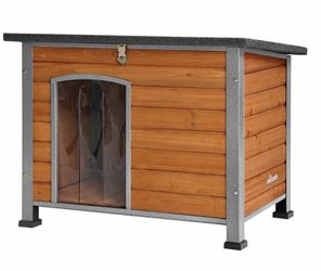 Wooden Dog Crates AIR73 33.5"L/43.3"L, Heavy Duty Iron Frame - Medium 33.5"Lx22"W x25.2"H - Brown