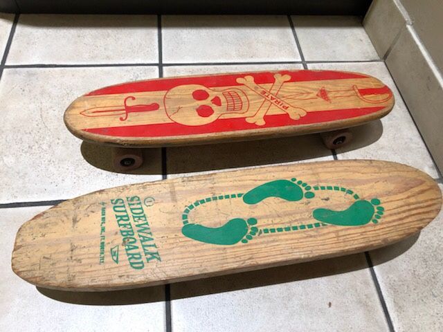 1960 Nash pirate team redline skateboard and 60 s sidewalk