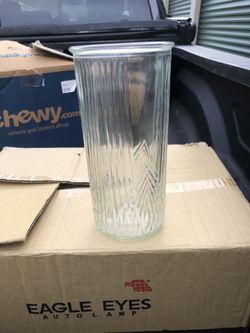 Vintage Art Deco Hoosier Glass Vase, 10” Tall Ribbed Vase