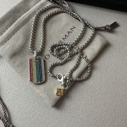 David Yurman Colorful Dog Tag Pendant Necklace