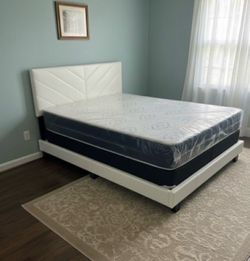 NEW BED FRAME QUEEN SIZE OR FULL WITH MATTRESS AND BOX SPRING