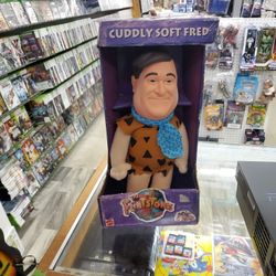 1993 The Flintstones Cuddly Soft Fred Plush Doll Vinyl Head Mattel - New In Box