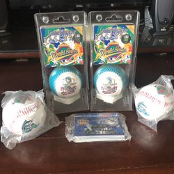 Marlins Collectibles, Babe Ruth, Ken Griffey Jr. Signed Baseballs. In Orignal Package. Florida, Miami. Helmet, Bat, Ball. See Description For Prices