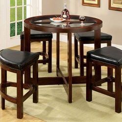 Crystal 5 Pc. Counter Heigt. Table Set 