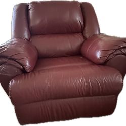 Red Leather Recliner (minor Damage)