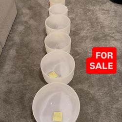 Quartz Crystal Singing Bowl Set Of Seven With Bags
