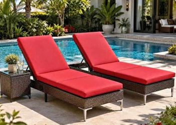 2 Piece Outdoor Pool Lounge Set with Reclining Chairs