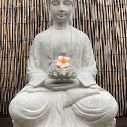 Buddha Statue 29” xx-large/ natural concrete, Spiritual Yoga Meditation Zen