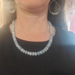 925 Sterling Silver Angelite Gemstone Necklace 20 Inch3s