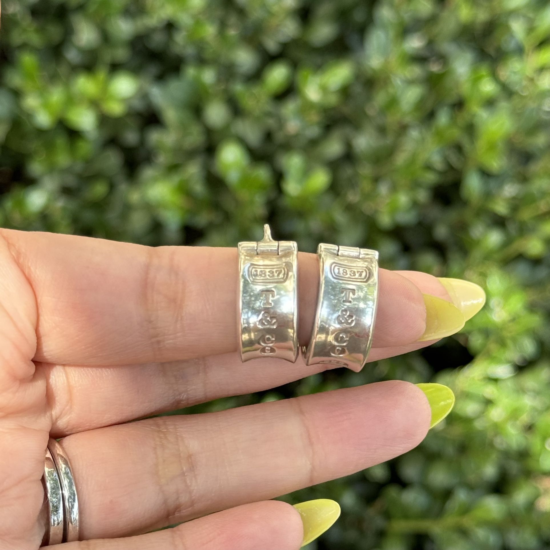 vintage Tiffany & Co. 1837 Wide Hoop Earrings Sterling Silver 925