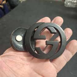 Gucci Double G Belt Buckle Black GG Logo - In Excellent Condition
