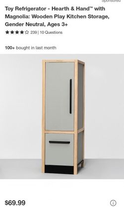 NEW TOY REFRIGERATOR WOODEN PLAY KITCHEN STORAGE