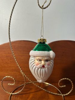 Quantity 1 - Glass Santa Ornament 4” tall x 2.25”