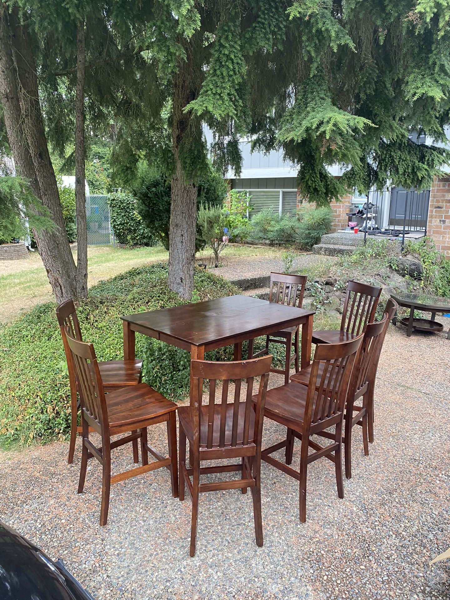 Solid Wood Dining Table and Barstools