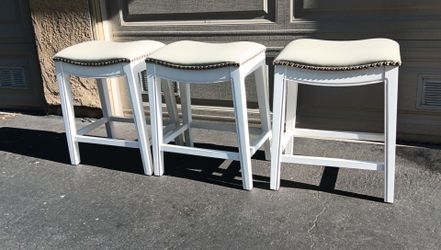 3 White Bar Stools