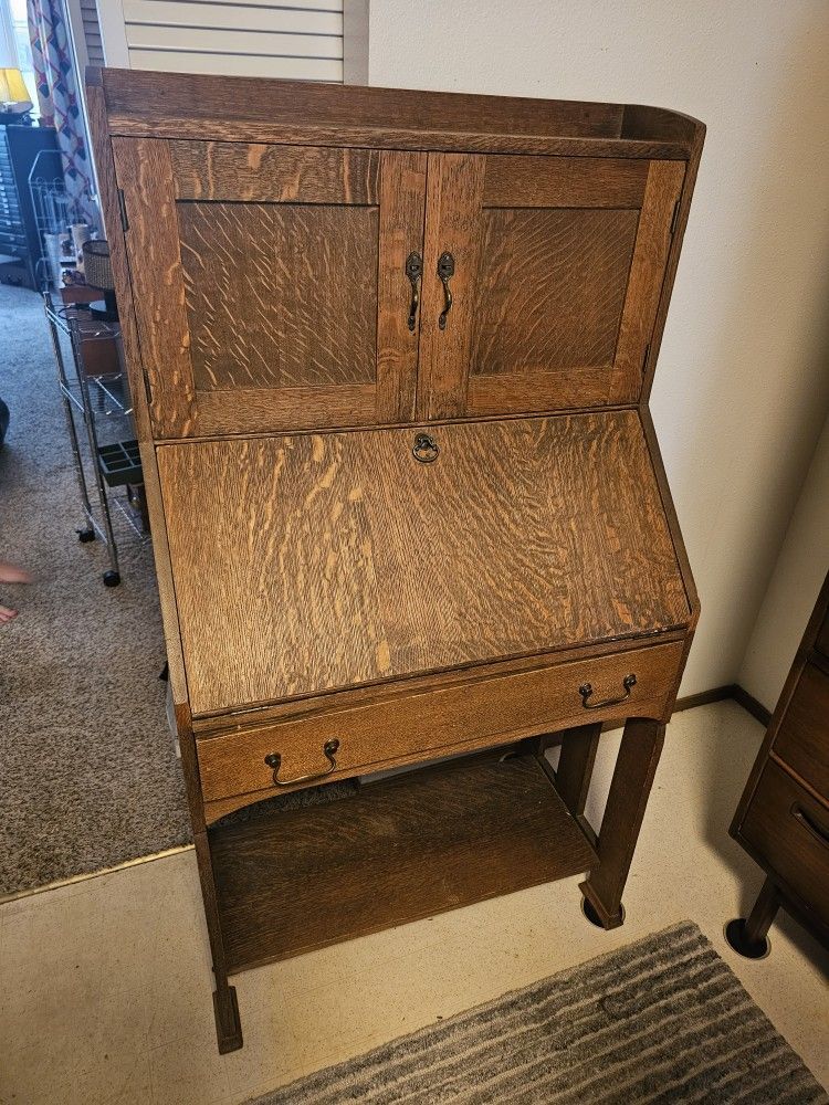 Gorgeous Antique Tiger Oak Secretary Desk