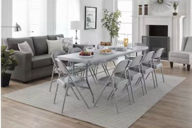 Cosco 8-ft x 2.6-ft Gray Resin Rectangle Indoor, Outdoor Folding Banquet Table 10 -Person