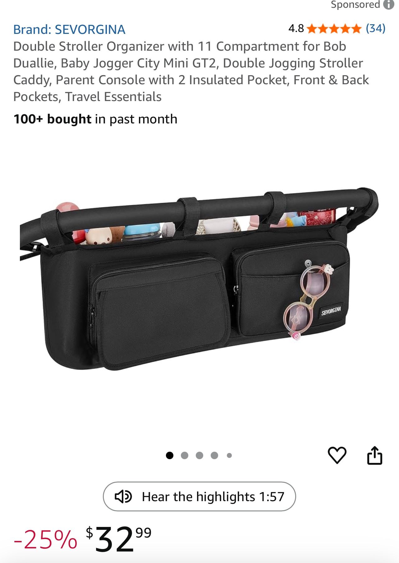 Double Stroller Organizer