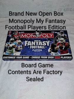 Brand New Open Box Monopoly My Fantasy Football Players Edition Board Game (Contents Are Factory Sealed)