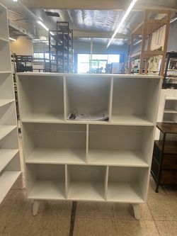 VASAGLE Mid-Century Modern 8-Cube Bookshelf Bookcase w/ legs - White
