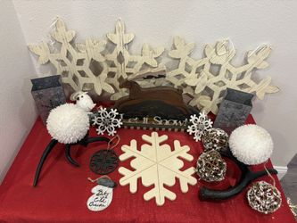 Outdoors Reindeer Antler wood snowflake  Christmas Snow Holiday Decor Lot - Simi Valley 
