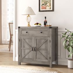  2 - Door Accent Cabinet, Storage Cabinet , Console Table , Wash Grey 