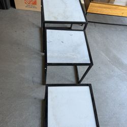 Set Of Three Granite Side Tables. Stackable 