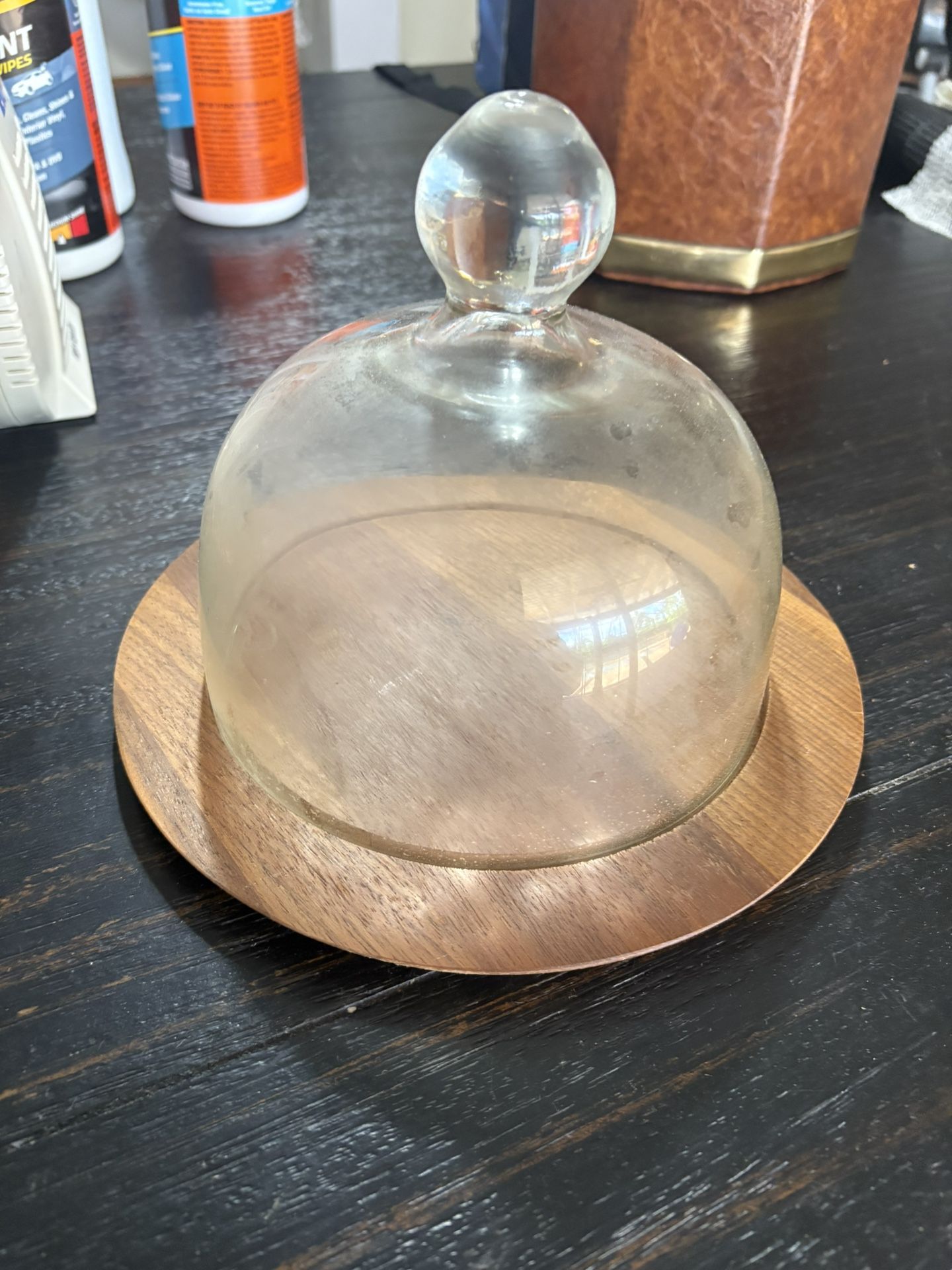 Antique Glass Dome Serving Trey 