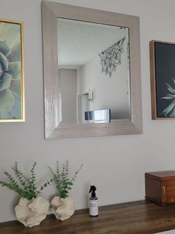 ✨ Large Silver Decorative Mirror — Approx. 35" × 29" ✨