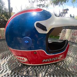 Vintage 1980s Bell Moto-4 Motocross Helmet Original Iconic Red & White