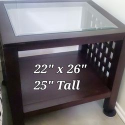 End Table Expresso Color With Glass Top