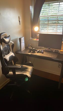 Ps5, Gaming desk, Gaming monitor with headset and Chair