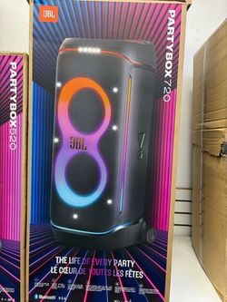 Get New JBL Partybox Speakers With Warranty.  Partybox 720. 800 watts . Rechargeable Battery.  Brand New