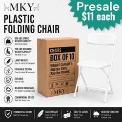 Pre-Sale Brand New White Plastic Party Chairs Light Weight Heavy Duty Chair 1 yr warranty  $11 each 