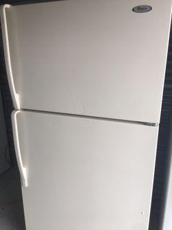Whirlpool beige top and bottom fridge