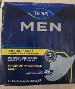 TENA Men Maximum Absorbent Guards 48 Count
