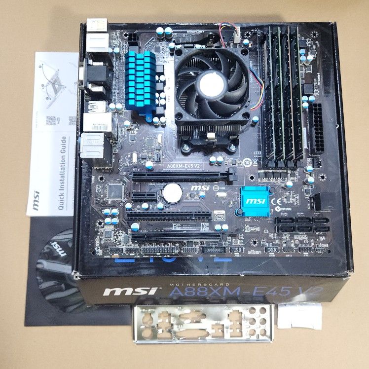 MSI A88Xm Motherboard Combo - AMD Athlon X4 860k CPU, 8GB RAM, Fan, Cooler, & io Backplate!