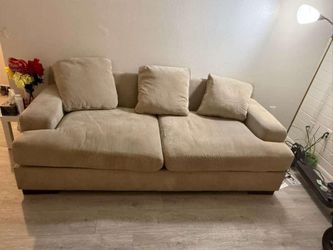 Beige Fabric Two-Seat Sofa