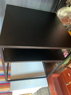 Black Metal Frame Side Table with Shelf