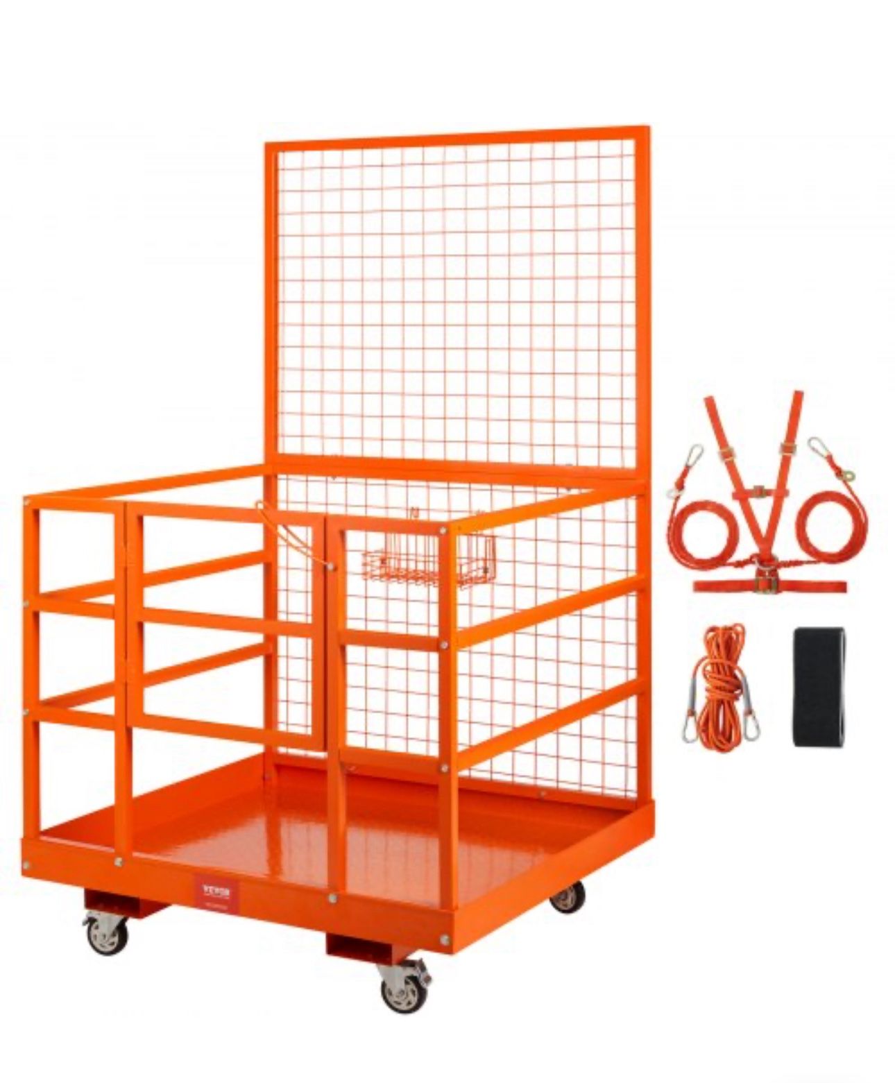 VEVOR Forklift Safety Cage Work Platform 43X45in 1400lbs w/ Wheels for Aerial