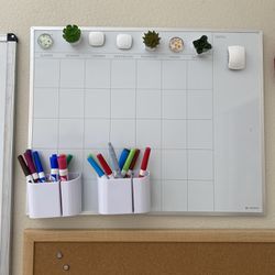 Calendar Whiteboard (with magnets, cups, eraser)