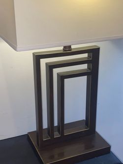 Unique Rectangular Asymmetrical Bronze Table Lamp H28"